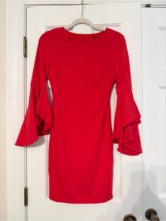 Lulus Dresses & Skirts - Lulu's Red Ruffle Bell-Sleeve Sheath Dress